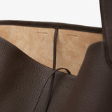 Large N/S deep brown leather tote bag
