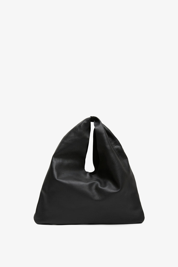 Bindle small black leather bag