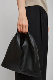 Bindle small black leather bag