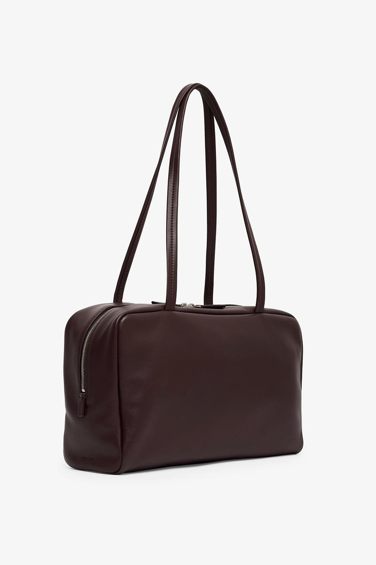 Astra burgundy leather bowling bag