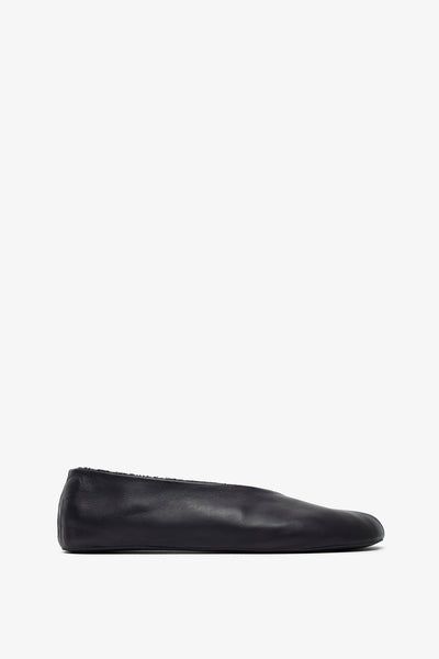 Stella black shearling flats