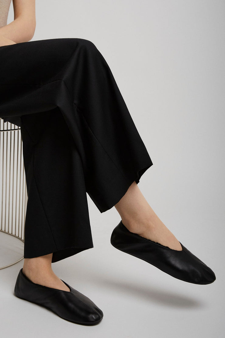 Stella black shearling flats