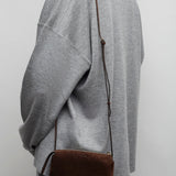 Nu Mini Twin brown suede crossbody bag