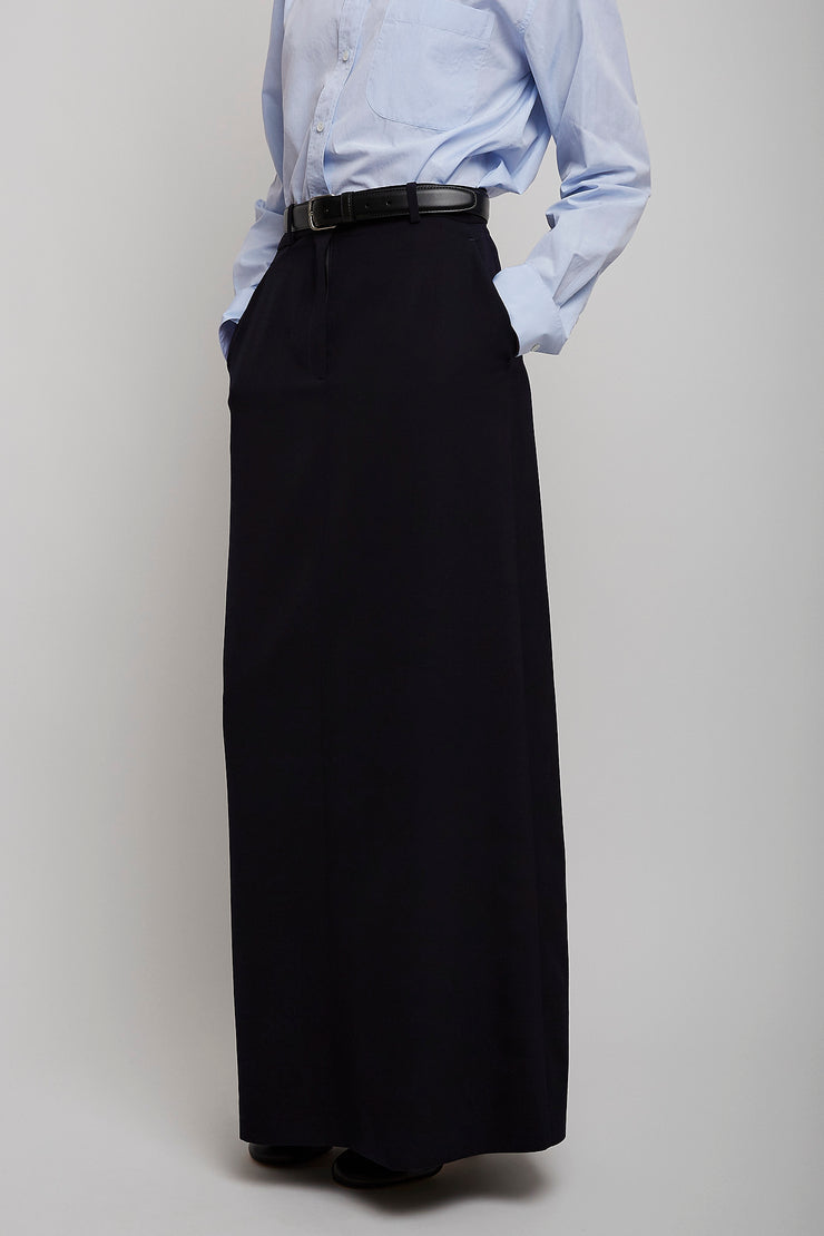 Roux dark navy wool maxi skirt