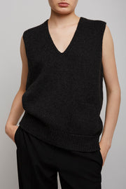 Marte charcoal melange cashmere top