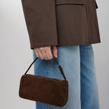90'S dark brown suede bag