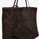 Barn dark brown raffia tote bag