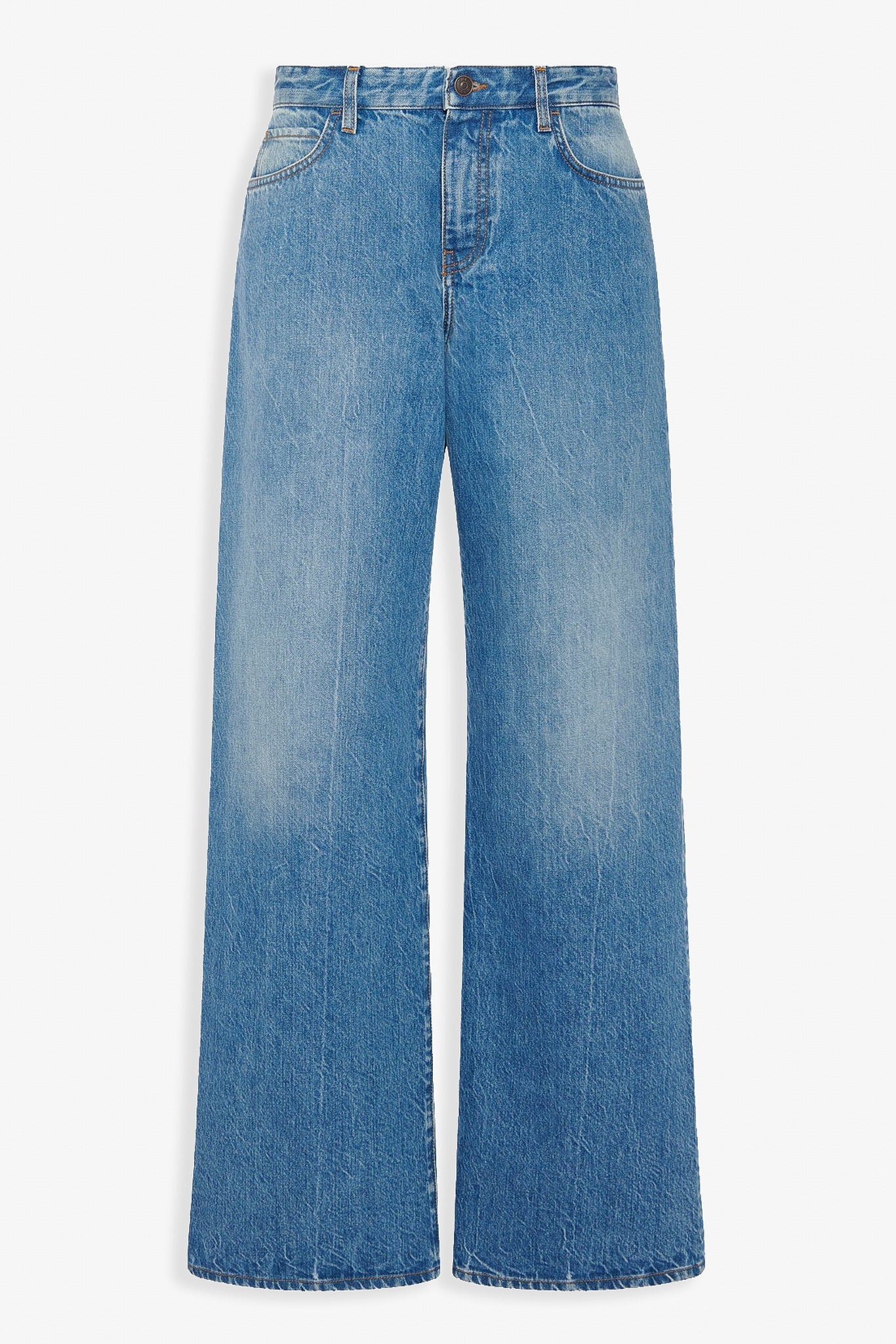 Blue jeans on a white background