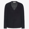 The Row Poesis black cashmere v-neck sweater