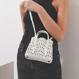 Mina 16 vienne vague white leather tote bag