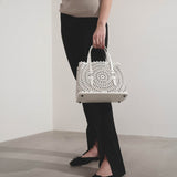 Mina 25 vienne circulaire white leather tote bag
