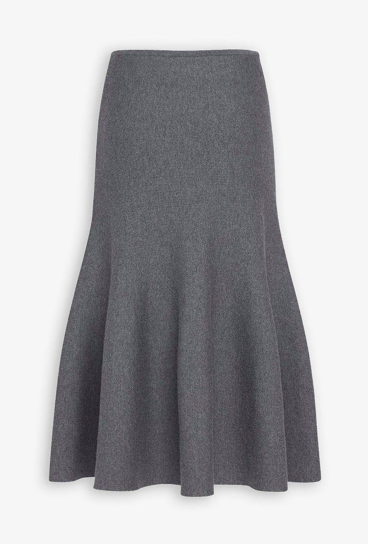 Grey sculptural knit midi skirt