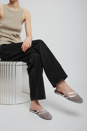 Infradito flat silver mules