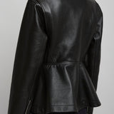 Peplum black leather jacket