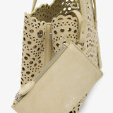 Mina 20 amond green suede tote bag