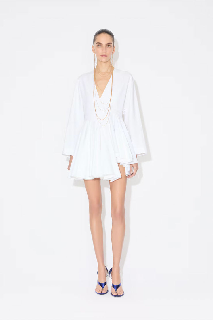 Asymmetric cotton poplin mini dress
