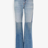 Flared patchwork jeans in denim