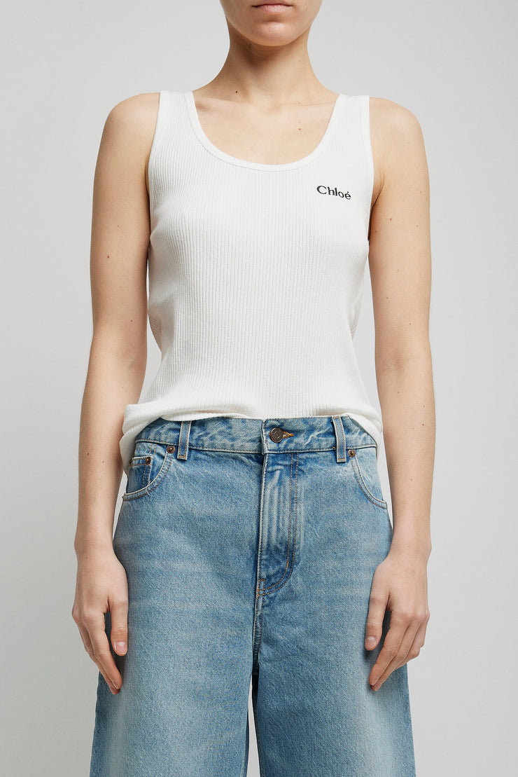 Logo cotton jersey tank top
