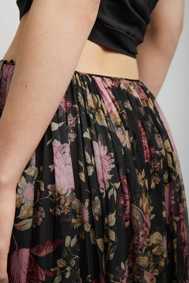 Black flower maxi skirt