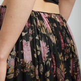 Black flower maxi skirt