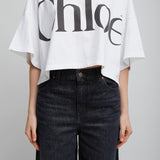 Cropped boxy cotton logo t-shirt