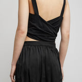 Cropped front-tie tank top