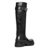 Terra flat black leather high boots