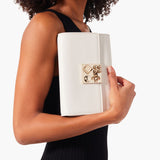 Carasky white leather clutch