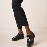 CL Moc black leather strass loafers