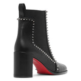 Out line 70 black leather spike ankle boots