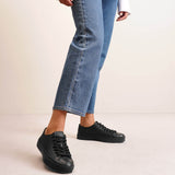 City  black leather sneakers