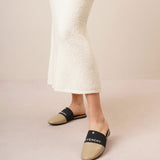 Bedford 4G beige and black flat mules