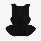 Slim fit peplum black top in waffle wool