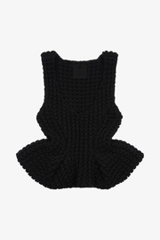 Slim fit peplum black top in waffle wool