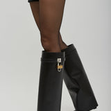 Shark lock leather pant boots