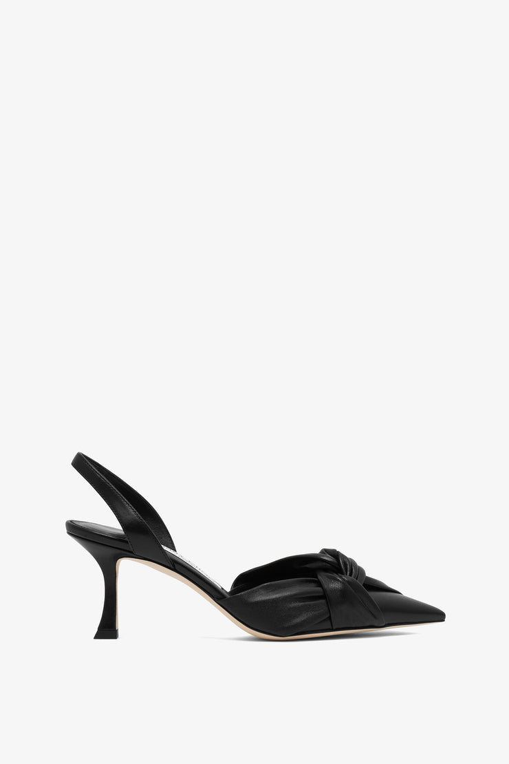 Hedera 70 black leather slingback pumps