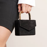 Pernille black suede mini tote
