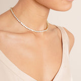 Tennis necklace white and gold