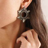Mini begum black crystal earrings