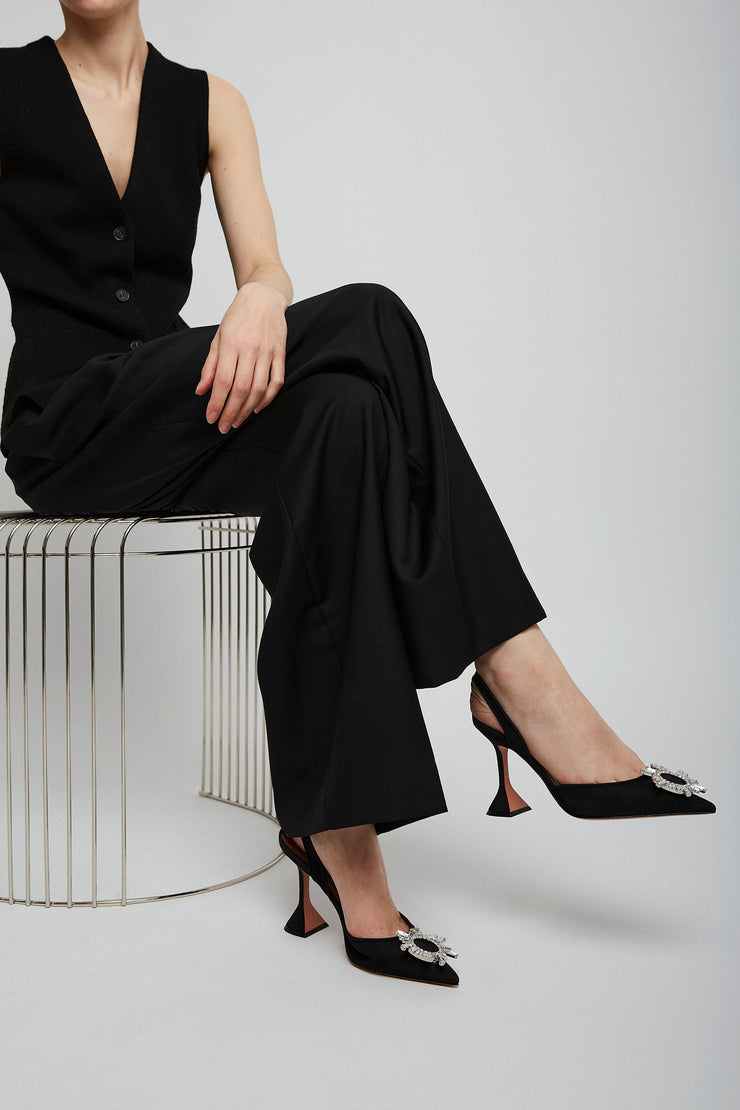 Begum 95 black mesh slingback pumps