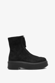 Zipped I black suede ankle boots