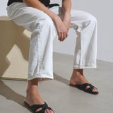 Soft knot black leather flats