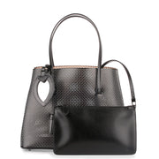 Black and white medium laser-cut bag