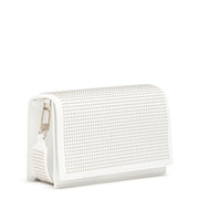 White leather studded cross-body bag