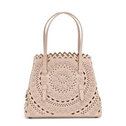 Mina small light beige flower tote