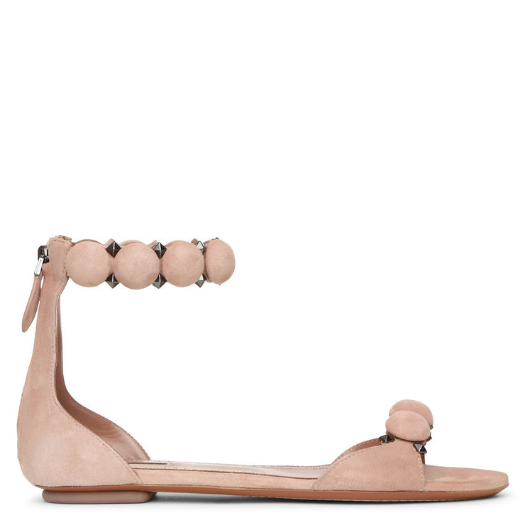 Bombe beige suede flat sandals