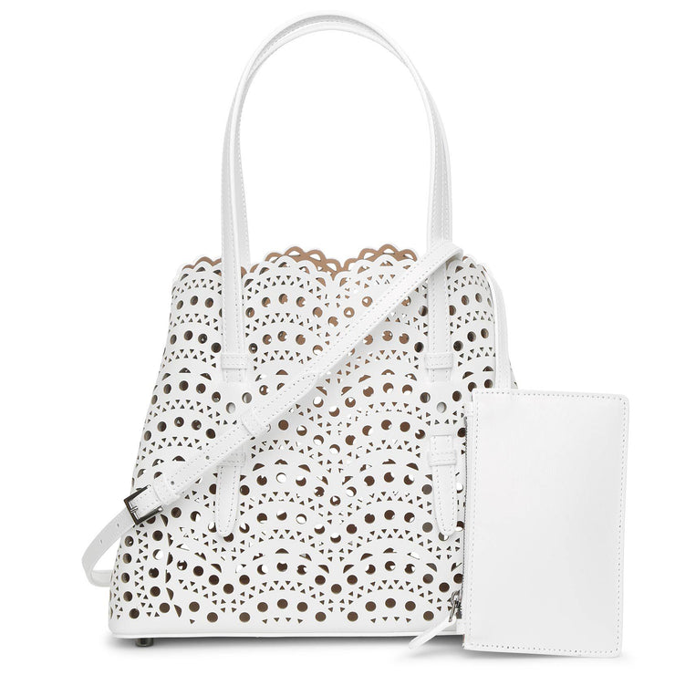 Mina Small optic white tote bag