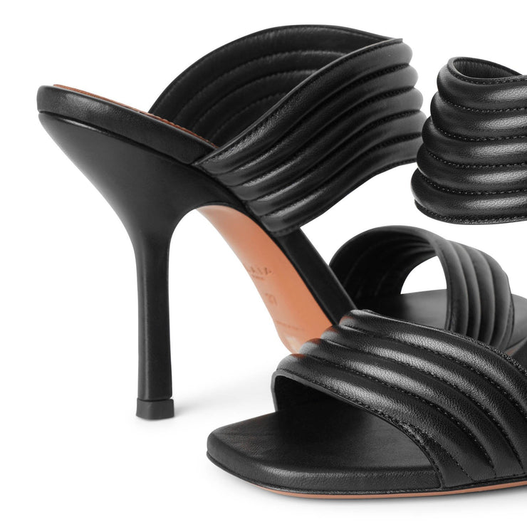 Black leather mule sandals