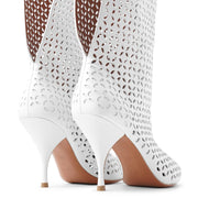 Vienne white leather boots