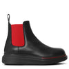 Black and red hybrid chelsea boots